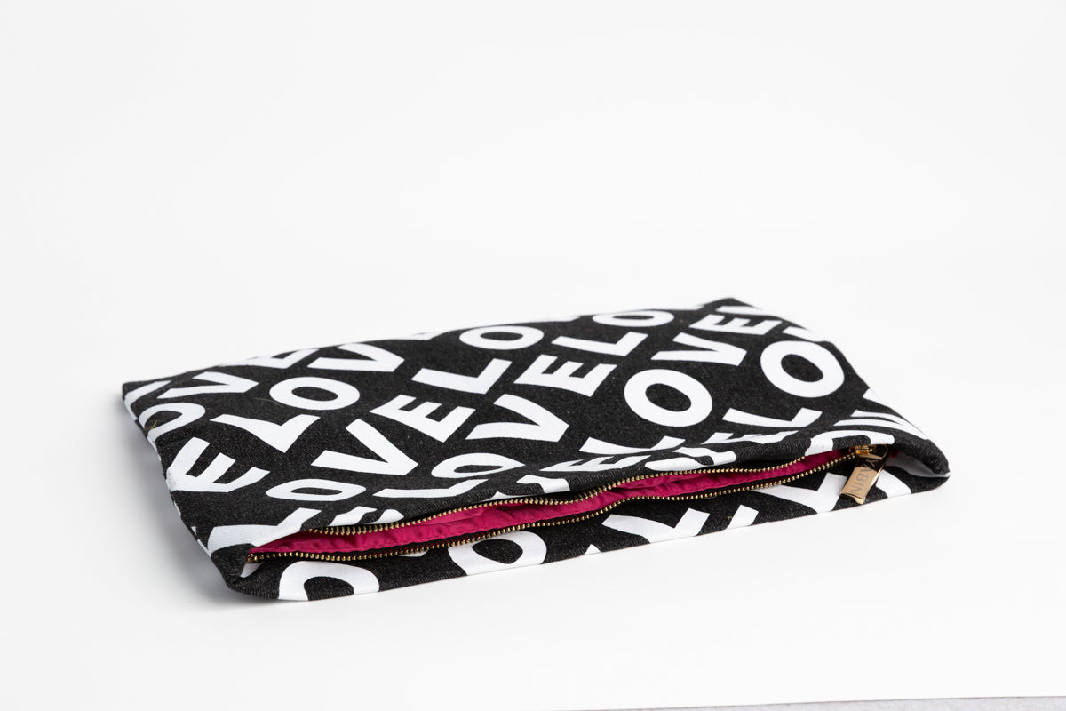 Love Clutch Denim - Black and White
