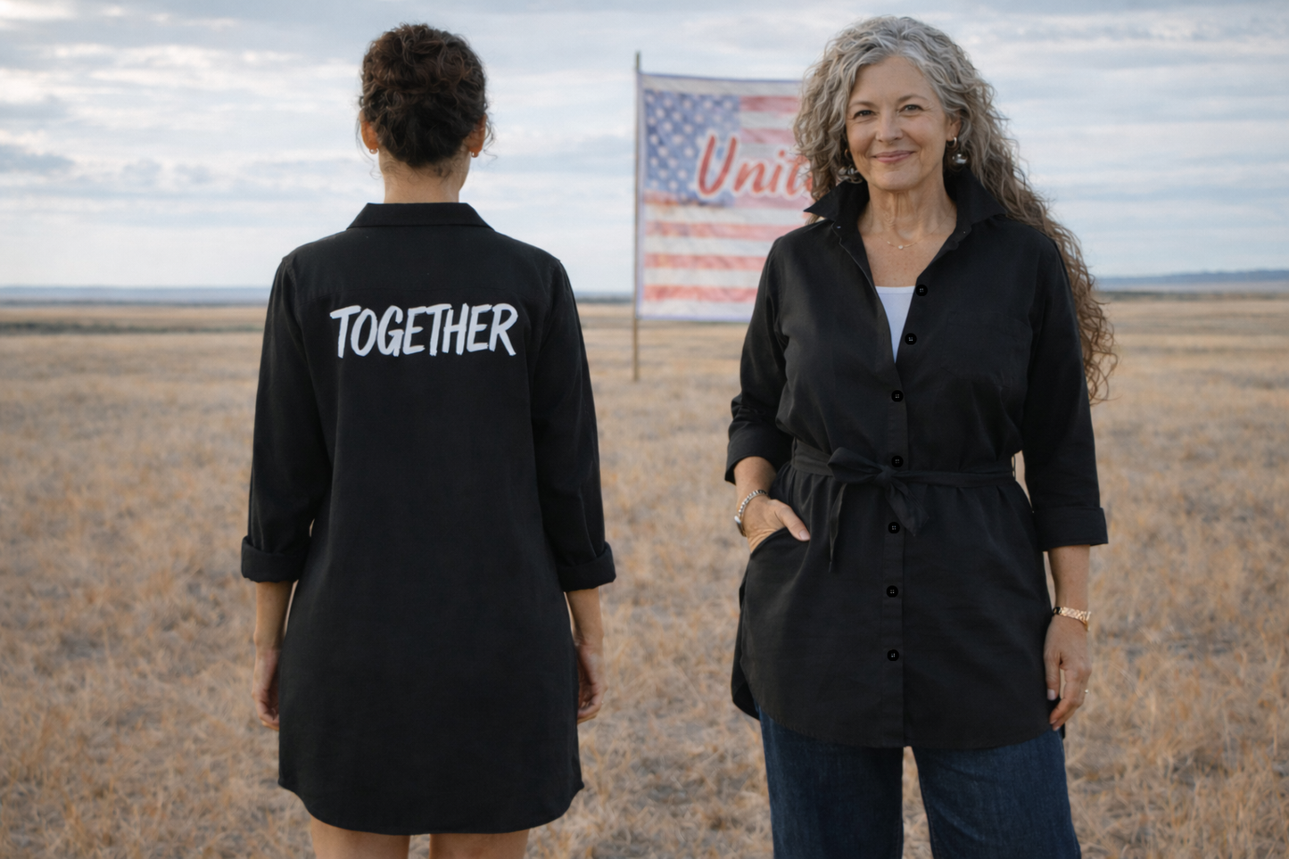 andre yabin black together shirt dress front and back