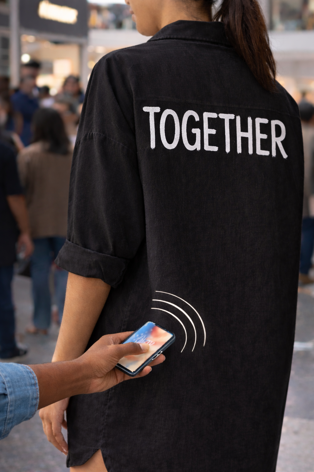 andre yabin black together shirt dress digital tap technology