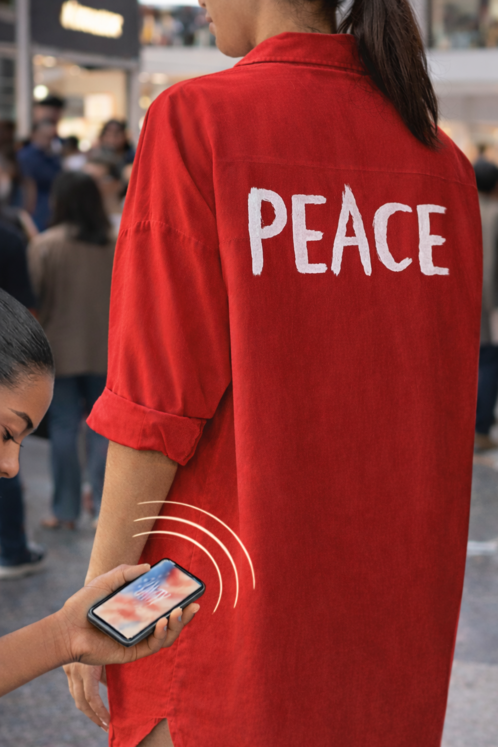 Andre Yabin Peace Shirt Dress Digital Tap Technology 