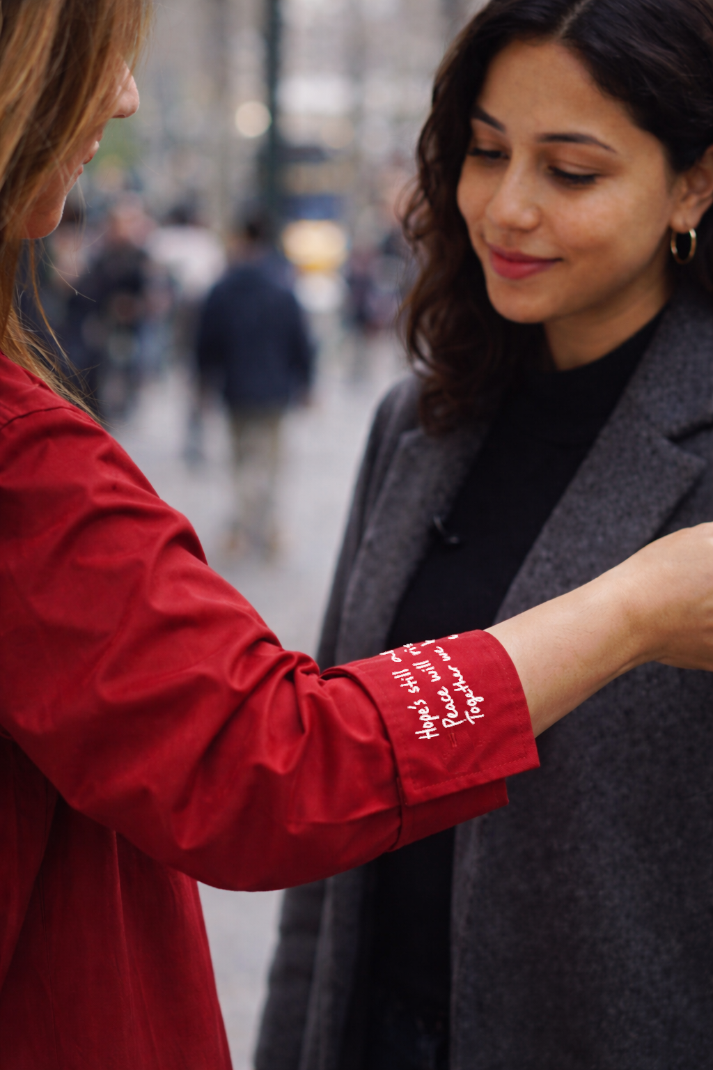 Andre Yabin Peace shirt dress words uder cuff